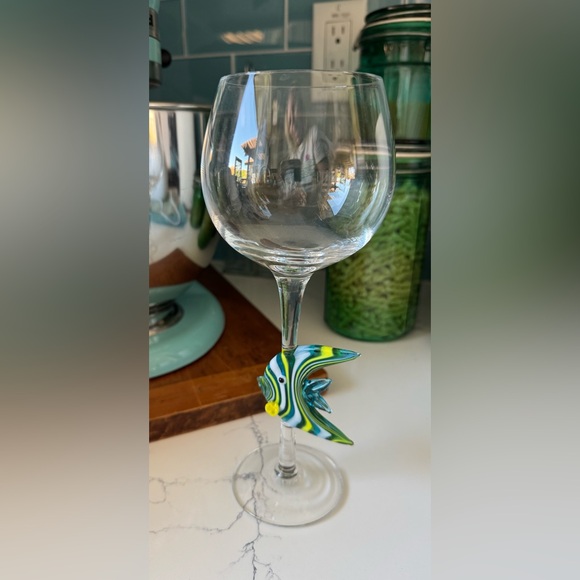 Other - Handcrafted Murano Style Fish Stem Wine Glass